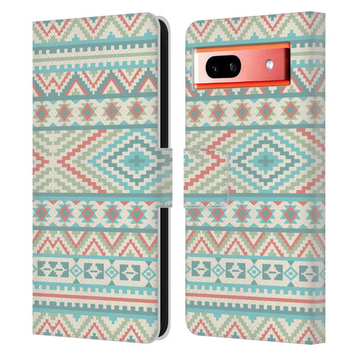 Rachel Caldwell Patterns Friendship Leather Book Wallet Case Cover For Google Pixel 7a