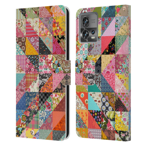 Rachel Caldwell Patterns Quilt Leather Book Wallet Case Cover For Motorola Moto Edge 30 Fusion