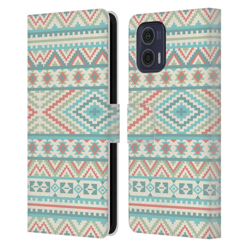 Rachel Caldwell Patterns Friendship Leather Book Wallet Case Cover For Motorola Moto G73 5G