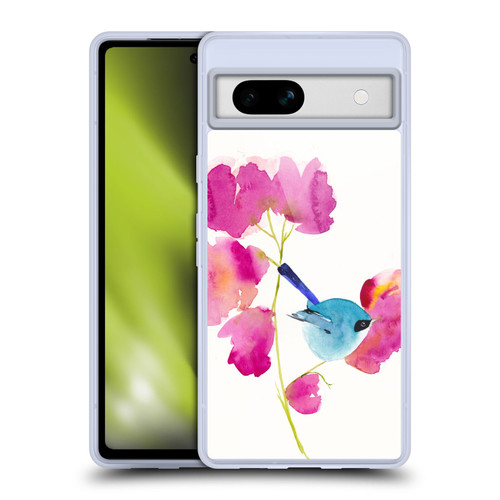 Mai Autumn Floral Blooms Blue Bird Soft Gel Case for Google Pixel 7a