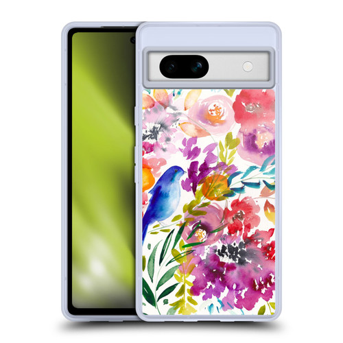 Mai Autumn Floral Garden Bluebird Soft Gel Case for Google Pixel 7a