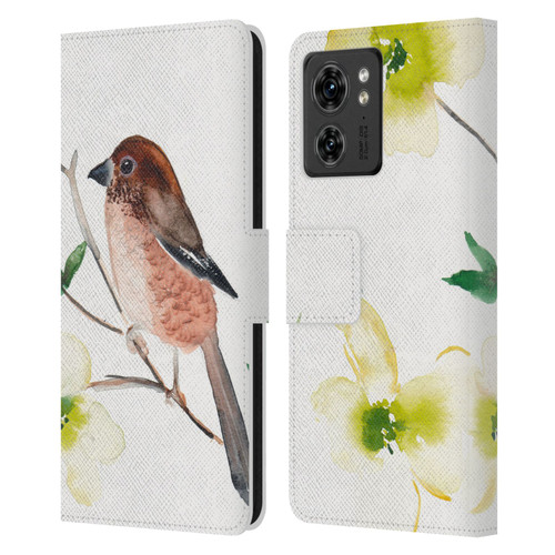 Mai Autumn Birds Dogwood Branch Leather Book Wallet Case Cover For Motorola Moto Edge 40