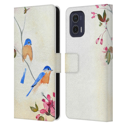 Mai Autumn Birds Blossoms Leather Book Wallet Case Cover For Motorola Moto G73 5G