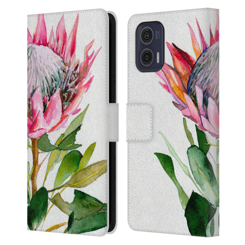 Mai Autumn Floral Blooms Protea Leather Book Wallet Case Cover For Motorola Moto G73 5G