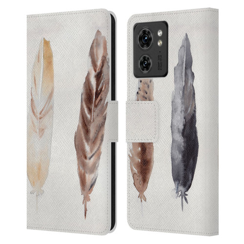Mai Autumn Feathers Pattern Leather Book Wallet Case Cover For Motorola Moto Edge 40