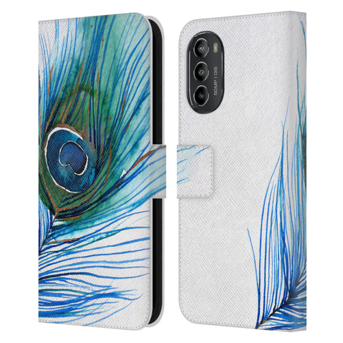 Mai Autumn Feathers Peacock Leather Book Wallet Case Cover For Motorola Moto G82 5G