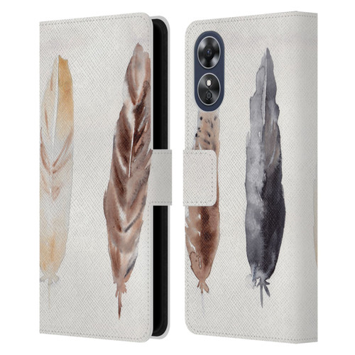 Mai Autumn Feathers Pattern Leather Book Wallet Case Cover For OPPO A17