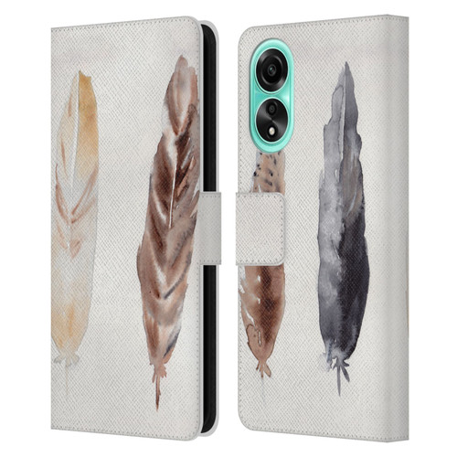 Mai Autumn Feathers Pattern Leather Book Wallet Case Cover For OPPO A78 4G