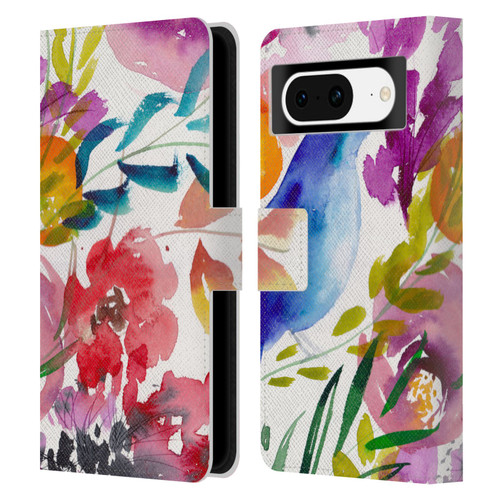 Mai Autumn Floral Garden Bluebird Leather Book Wallet Case Cover For Google Pixel 8