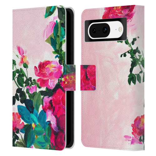 Mai Autumn Floral Garden Rose Leather Book Wallet Case Cover For Google Pixel 8