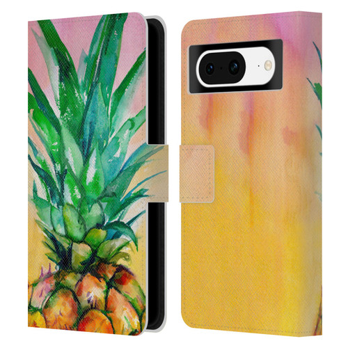 Mai Autumn Paintings Ombre Pineapple Leather Book Wallet Case Cover For Google Pixel 8