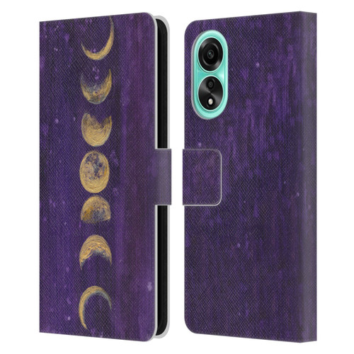 Mai Autumn Space And Sky Moon Phases Leather Book Wallet Case Cover For OPPO A78 5G
