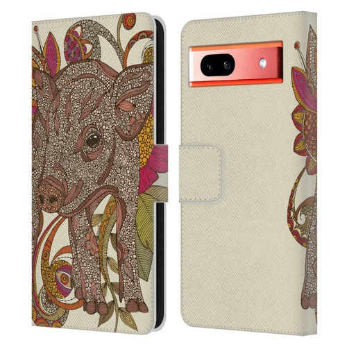 Valentina Animals And Floral Paisley Piggy Leather Book Wallet Case Cover For Google Pixel 7a