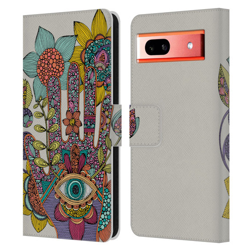 Valentina Symbols Illustration Hamsa Leather Book Wallet Case Cover For Google Pixel 7a