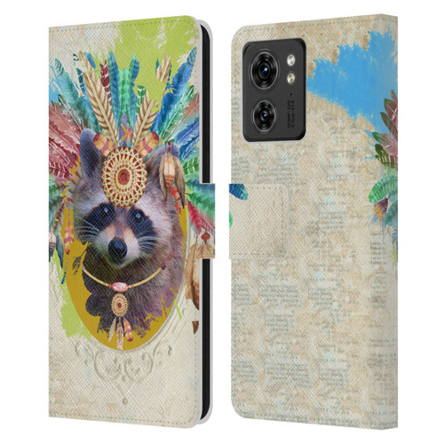 Duirwaigh Boho Animals Raccoon Leather Book Wallet Case Cover For Motorola Moto Edge 40