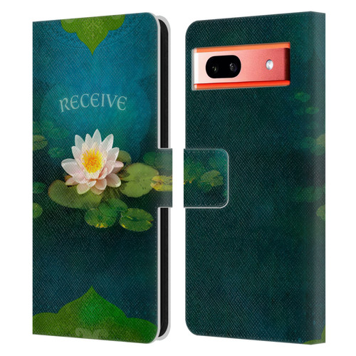 Duirwaigh God Receive Lotus Leather Book Wallet Case Cover For Google Pixel 7a