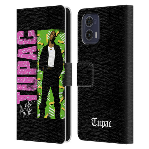 Tupac Shakur Key Art Distressed Look Leather Book Wallet Case Cover For Motorola Moto G73 5G