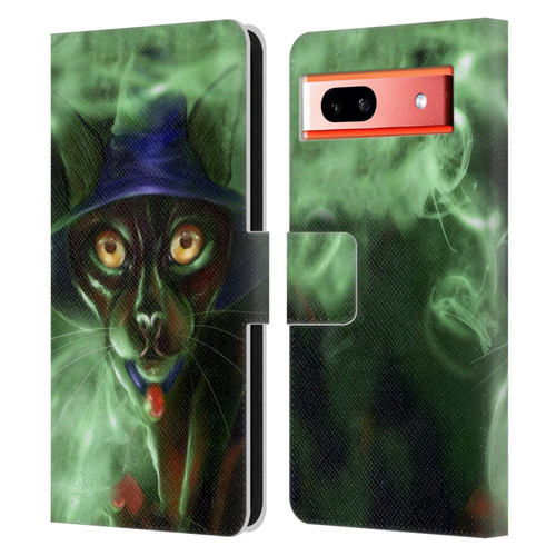 Ash Evans Black Cats Conjuring Magic Leather Book Wallet Case Cover For Google Pixel 7a