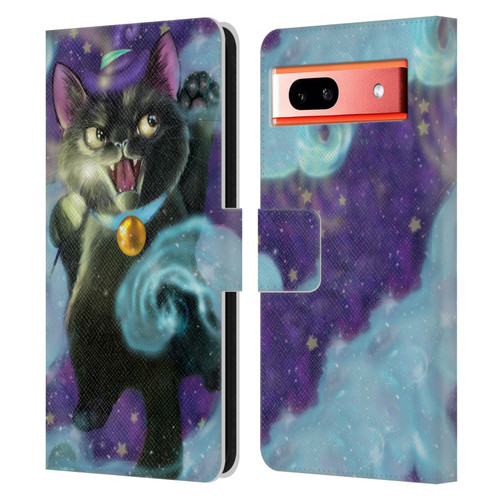 Ash Evans Black Cats Poof! Leather Book Wallet Case Cover For Google Pixel 7a