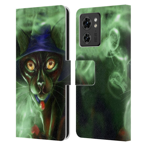 Ash Evans Black Cats Conjuring Magic Leather Book Wallet Case Cover For Motorola Moto Edge 40