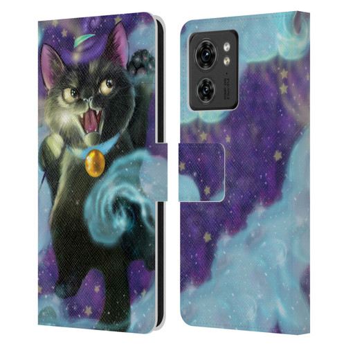 Ash Evans Black Cats Poof! Leather Book Wallet Case Cover For Motorola Moto Edge 40