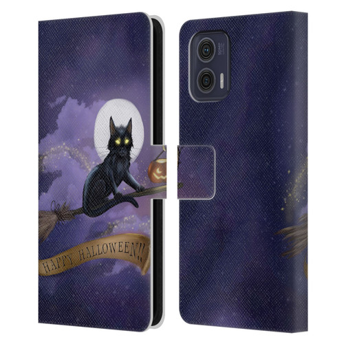 Ash Evans Black Cats Happy Halloween Leather Book Wallet Case Cover For Motorola Moto G73 5G