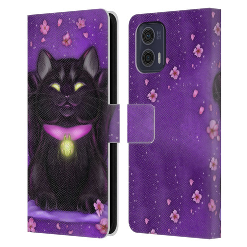 Ash Evans Black Cats Lucky Leather Book Wallet Case Cover For Motorola Moto G73 5G