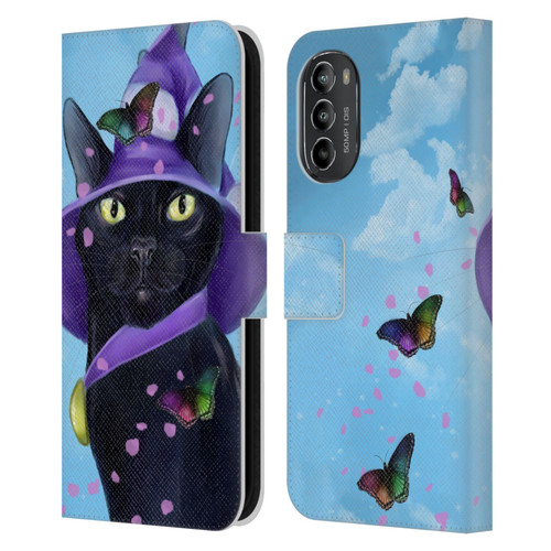 Ash Evans Black Cats Butterfly Sky Leather Book Wallet Case Cover For Motorola Moto G82 5G