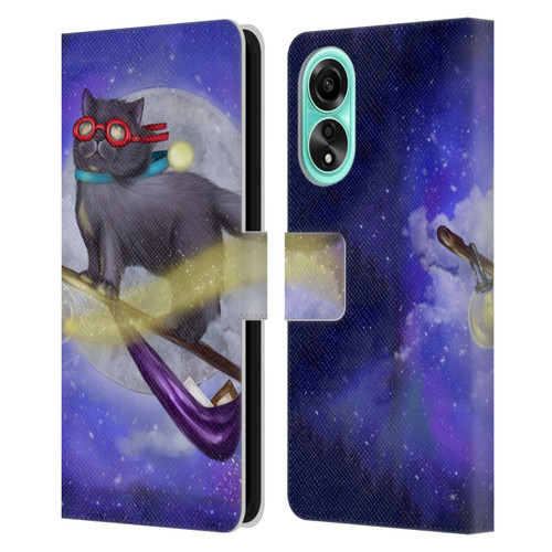 Ash Evans Black Cats Fly By Leather Book Wallet Case Cover For OPPO A78 4G
