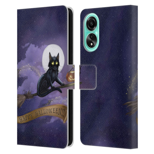 Ash Evans Black Cats Happy Halloween Leather Book Wallet Case Cover For OPPO A78 4G