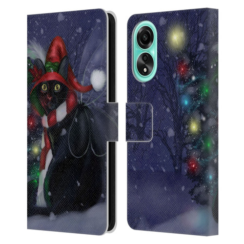 Ash Evans Black Cats Yuletide Cheer Leather Book Wallet Case Cover For OPPO A78 4G
