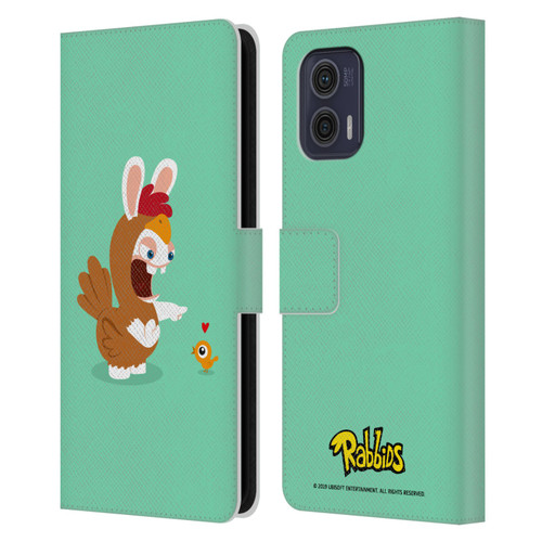 Rabbids Costumes Chicken Leather Book Wallet Case Cover For Motorola Moto G73 5G