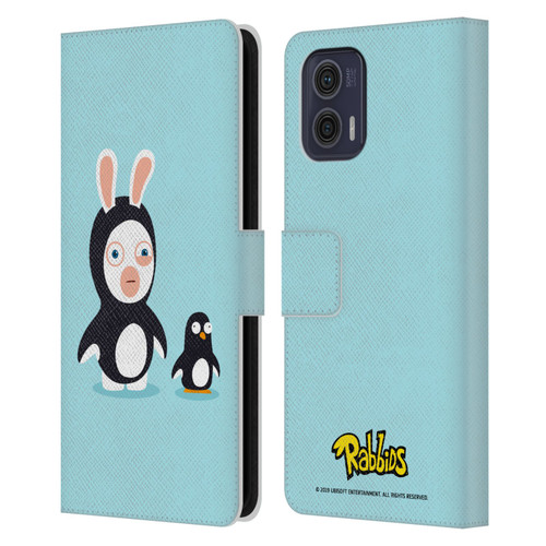 Rabbids Costumes Penguin Leather Book Wallet Case Cover For Motorola Moto G73 5G
