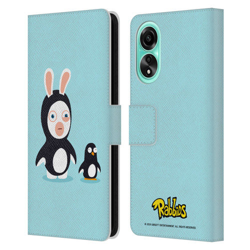 Rabbids Costumes Penguin Leather Book Wallet Case Cover For OPPO A78 5G