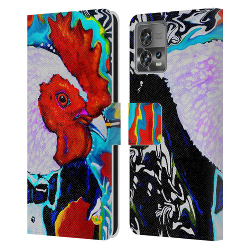 Mad Dog Art Gallery Animals Rooster Leather Book Wallet Case Cover For Motorola Moto Edge 30 Fusion