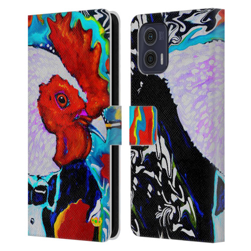 Mad Dog Art Gallery Animals Rooster Leather Book Wallet Case Cover For Motorola Moto G73 5G