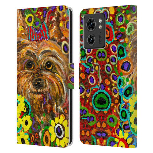 Mad Dog Art Gallery Dogs 2 Yorkie Leather Book Wallet Case Cover For Motorola Moto Edge 40