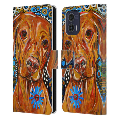 Mad Dog Art Gallery Dogs 2 Viszla Leather Book Wallet Case Cover For Motorola Moto G73 5G