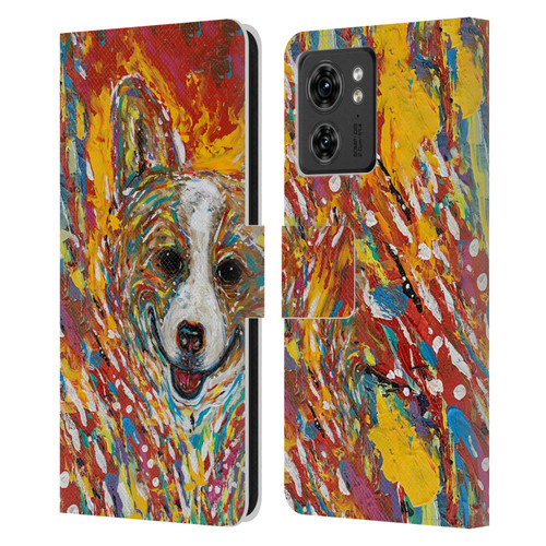 Mad Dog Art Gallery Dog 5 Corgi Leather Book Wallet Case Cover For Motorola Moto Edge 40