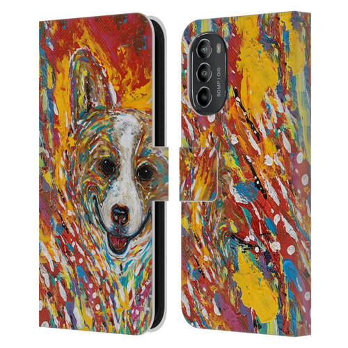 Mad Dog Art Gallery Dog 5 Corgi Leather Book Wallet Case Cover For Motorola Moto G82 5G