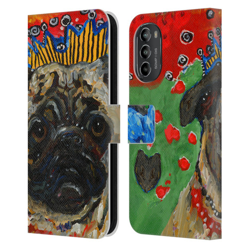 Mad Dog Art Gallery Dogs Pug Leather Book Wallet Case Cover For Motorola Moto G82 5G