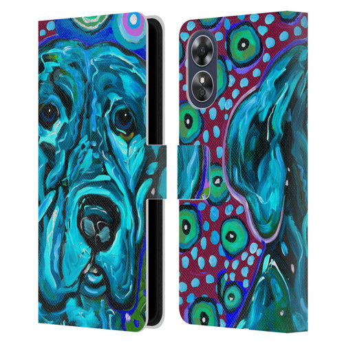 Mad Dog Art Gallery Dogs Aqua Lab Leather Book Wallet Case Cover For OPPO A17