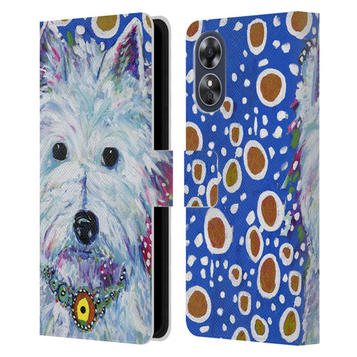 Mad Dog Art Gallery Dogs Westie Leather Book Wallet Case Cover For OPPO A17