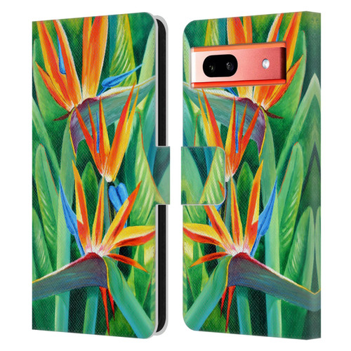 Graeme Stevenson Assorted Designs Birds Of Paradise Leather Book Wallet Case Cover For Google Pixel 7a