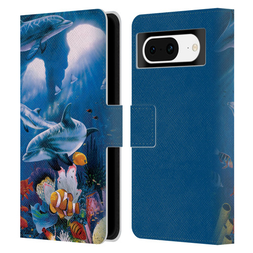 Graeme Stevenson Assorted Designs Dolphins Leather Book Wallet Case Cover For Google Pixel 8
