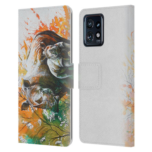 Graeme Stevenson Assorted Designs Rhino Leather Book Wallet Case Cover For Motorola Moto Edge 40 Pro