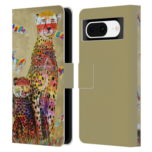 Graeme Stevenson Colourful Wildlife Cheetah Leather Book Wallet Case Cover For Google Pixel 8