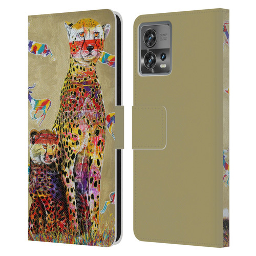 Graeme Stevenson Colourful Wildlife Cheetah Leather Book Wallet Case Cover For Motorola Moto Edge 30 Fusion