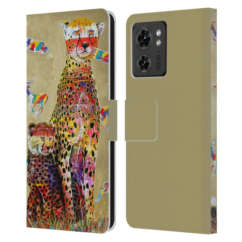 Graeme Stevenson Colourful Wildlife Cheetah Leather Book Wallet Case Cover For Motorola Moto Edge 40