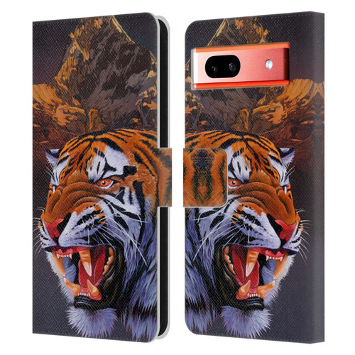 Graeme Stevenson Wildlife Tiger Leather Book Wallet Case Cover For Google Pixel 7a